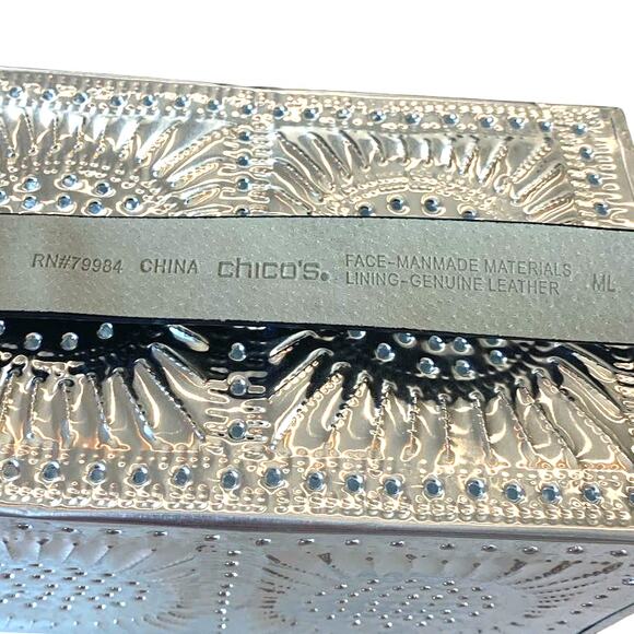 Chico's Serpentine Buckle Leather Belt M/L Brown Brass 79984  Adjustable Boho - Picture 3 of 8